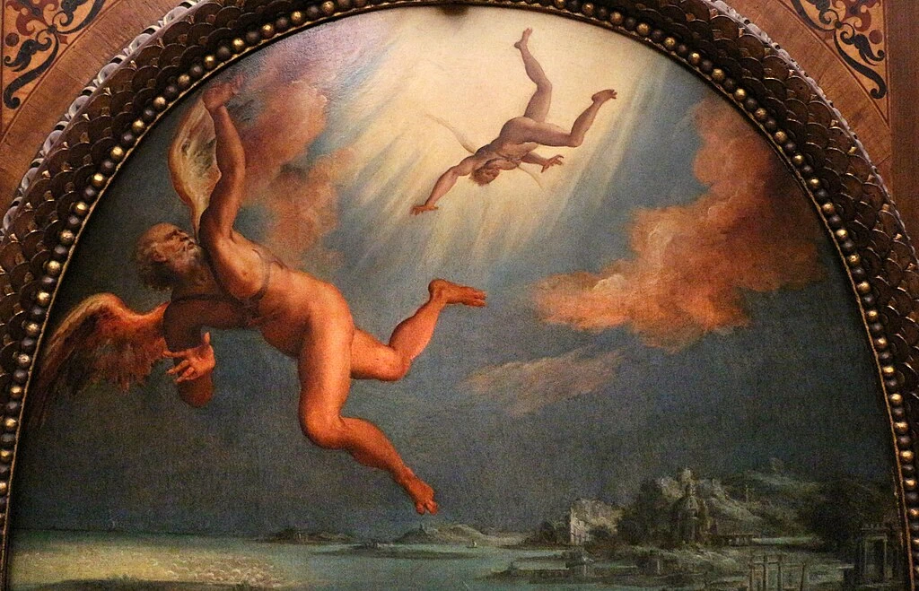 Caduta di Icaro, Firenze, Palazzo Vecchio, Studiolo di Francesco I de' Medici - dettaglio